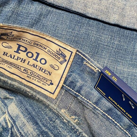 Polo Ralph Lauren Relaxed Straight Distress Repaired Carpenter Jeans 38x32 (c) - Picture 11 of 12